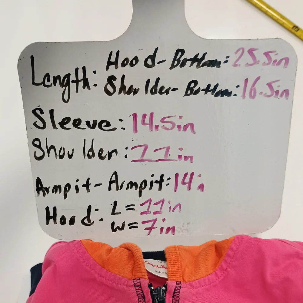 Hanna Andersson Multi Color Color Block Zip Up Hoodie Jacket Girl Kid Size 110 - Picture 14 of 14